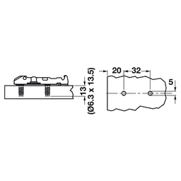 Tiomos Adjustment Straight Mounting Plate, 2-Point Fixing, Nickel-Plated, with Pre-Mounted Euro-Screws, 0mm - Alt Image 1