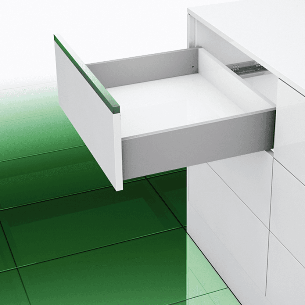 Vionaro H121 Drawer Slide in Graphite color, with cubist design and 3 dimensional adjustment.