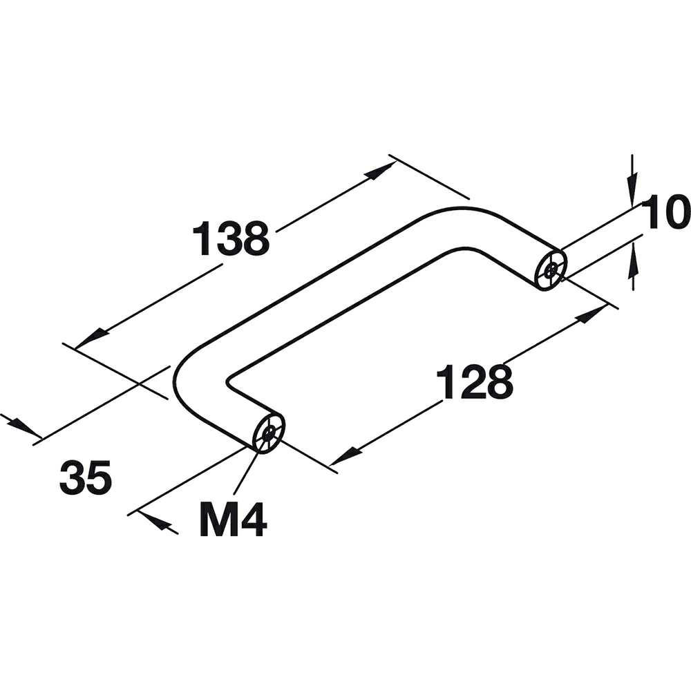 Steel Finish Wire Handle Pull - Hafele 128mm Cabinet Hardware