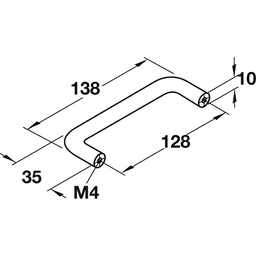 Steel Finish Wire Handle Pull - Hafele 128mm Cabinet Hardware