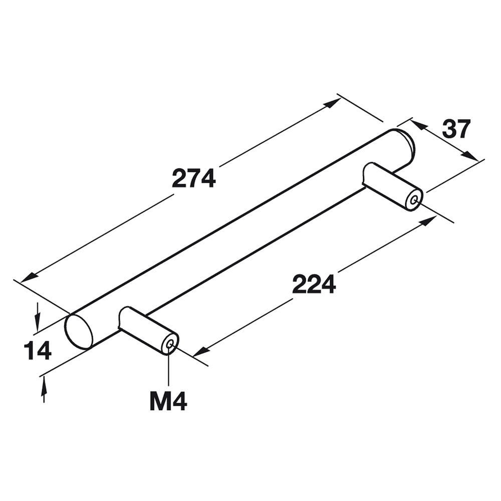 Hafele Veranda Bar Pull in Matt finish - Cabinet Hardware