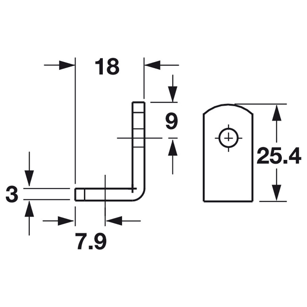 25.4mm x 18mm Steel Corner Bracket, Black Oxide - Alt Image 1