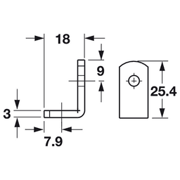 25.4mm x 18mm Steel Corner Bracket, Black Oxide - Alt Image 1