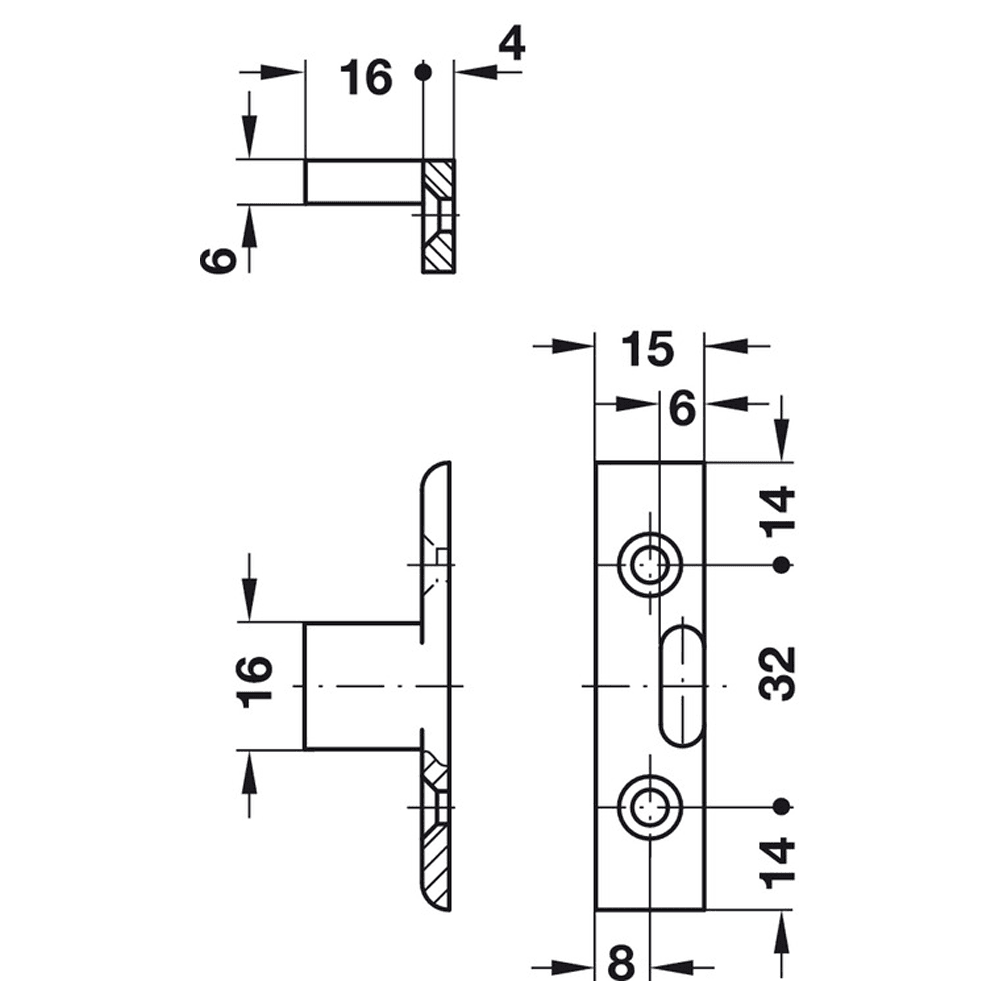 60mm x 15mm Plastic Keku Frame Connector, Black - Alt Image 1