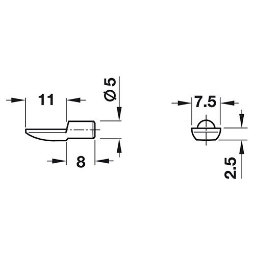 Hafele Steel Shelf Support in Nickel-Plated Finish - 5mm