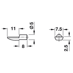 Hafele Steel Shelf Support in Nickel-Plated Finish - 5mm