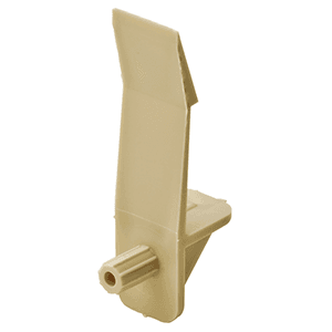 5mm Plastic Locking Shelf Support with grooved plug and spring clip for 19mm thick wood shelves in beige finish