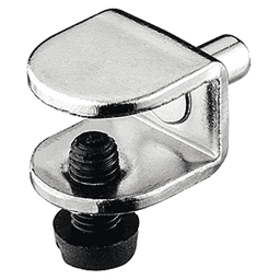 Hafele 5mm Steel Glass Shelf Support, Nickel-Plated Finish for 9mm Glass Thickness with Black Plastic Locking Screw
