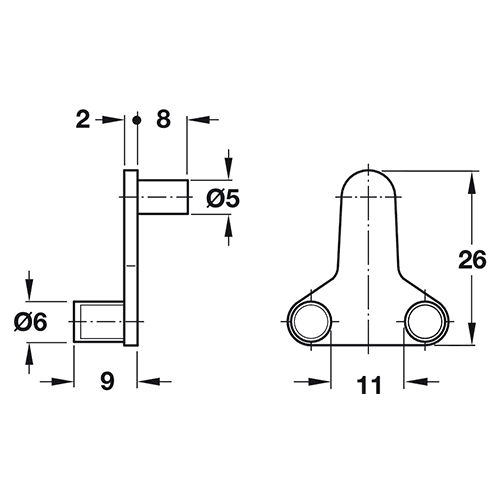 Hafele 5mm Zinc Glass Shelf Support, Nickel-Plated Finish - Prevents Sliding/Falling - Twin Lugs for Added Security