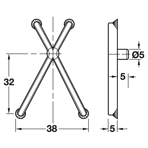 White Finish Hafele Shelf Clip - 5mm Plastic X-Wing - Versatile for Shelf Thickness - 32mm Intervals