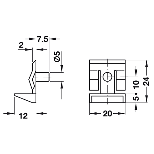 Hafele Almond Finish Shelf Support - 5mm Plastic Locking - Product Image 2