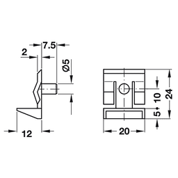 Hafele Almond Finish Shelf Support - 5mm Plastic Locking - Product Image 2