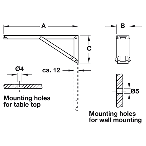 Hafele Folding Hinged Spring Bracket - Automatic Locking Feature