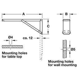 Hafele Folding Hinged Spring Bracket - Automatic Locking Feature