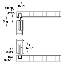 Press-fit guide track with flanged edges and barbed shoulders