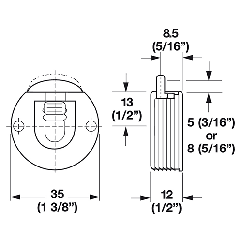 Hafele 1-3/8" X 1/2" Upper Guide with Adjustable Guide - White Finish - Press-Fit - Lockable at 5 and 8 mm