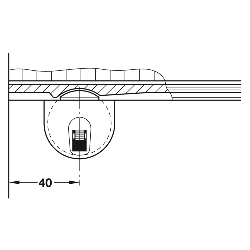 Hafele White Finish Lower Guide Track with Ball Type Roller for Doors up to 44 lbs.