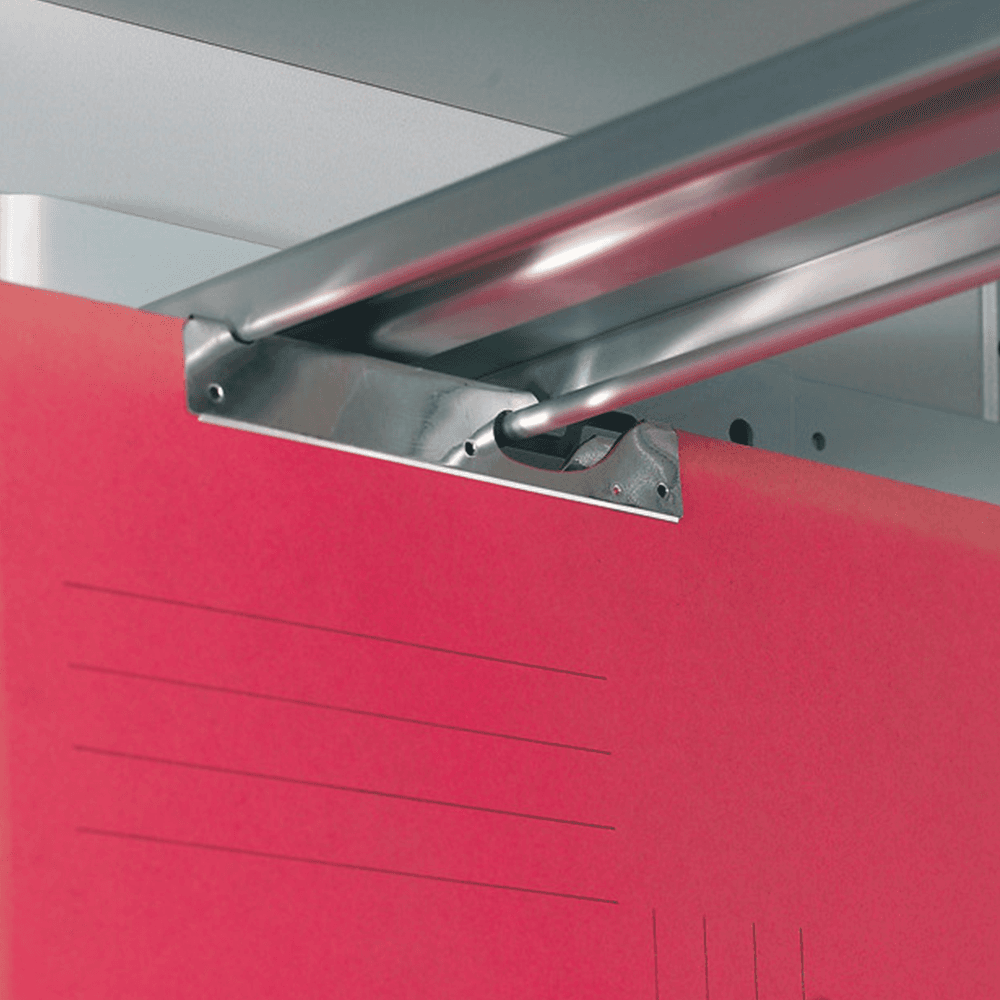 Customizable 98-1/2" aluminum cross rail for hanging files