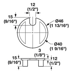 Hafele 40mm Cable Grommet with 12mm x 15mm Opening in Black Epoxy - Organize your desk cables with ease!