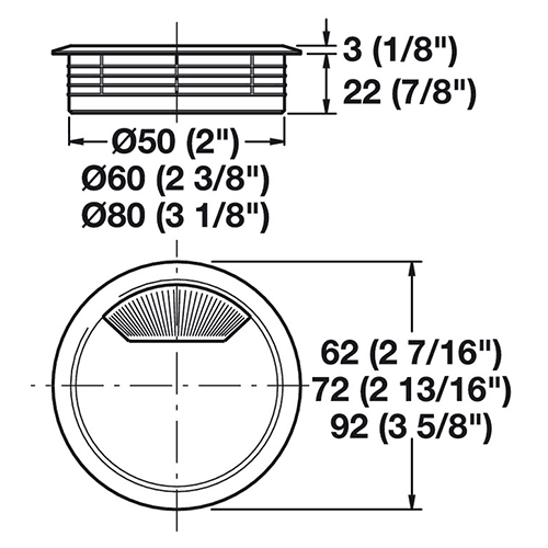 Hafele 50mm Cable Grommet with Spring-Loaded, Black - Product View