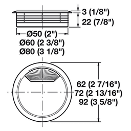Hafele 50mm Cable Grommet with Spring-Loaded, Black - Product View