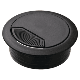 60mm black spring-loaded cable grommet for desks and tabletops by Hafele