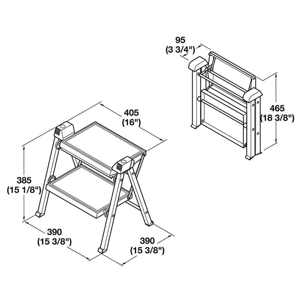 Hafele Stepfix Folding Step Stool in Anthracite/Black - In Use