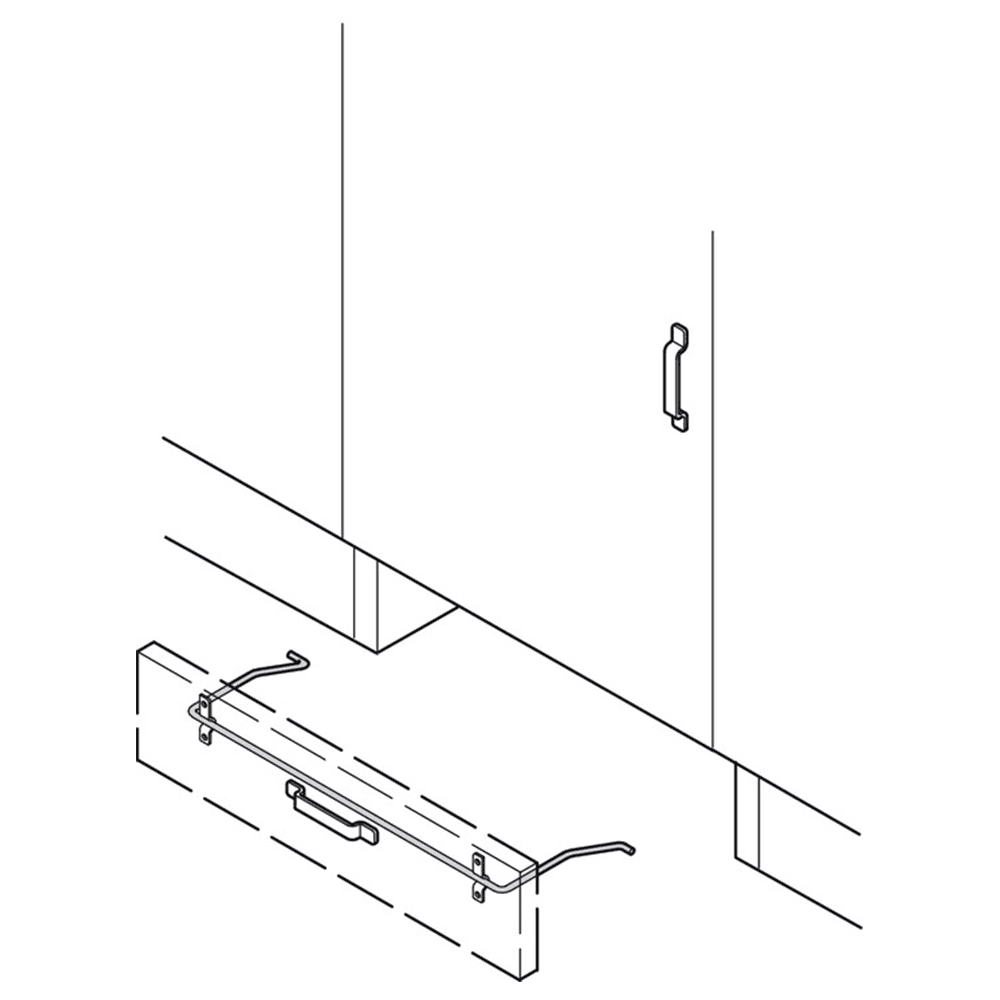 Hafele Toekick Folding Step Stool Foot Bracket, Galvanized - under cabinet position