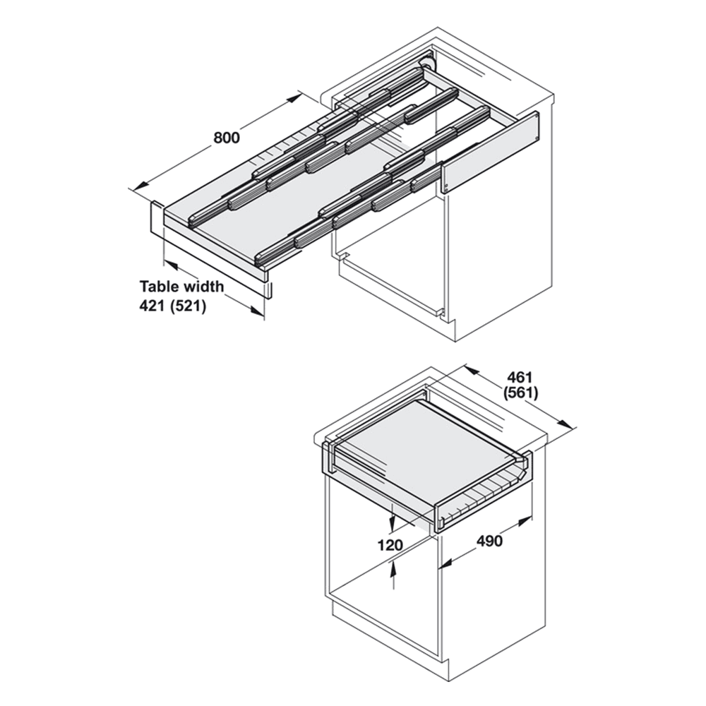 20-1/2" Rapid Pullout Table System for Wood Slides - Alt Image 2