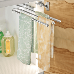 Polished Chrome Towel Rack: Aluminum rack with 3 precision plastic rollers and end caps.