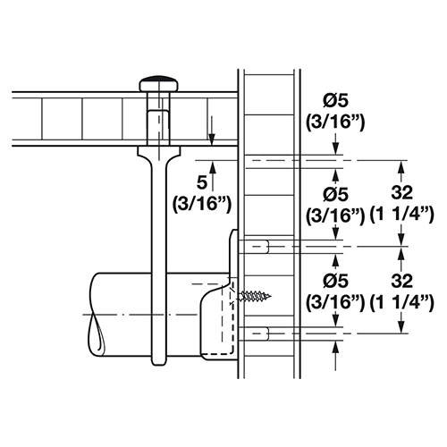 Hafele Top Mount Wardrobe Bracket with M6 Screw - Image 4