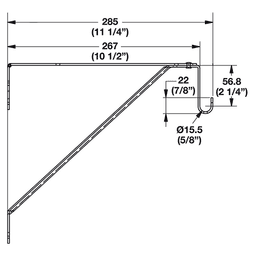 Hafele 10-1/2" Long Closet Bracket for Oval Tube, Chrome Finish