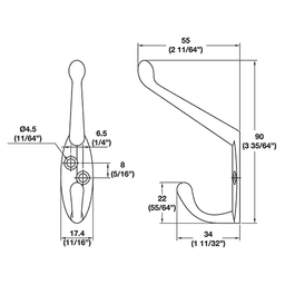 Hafele Coat Hook - Polished Chrome Finish