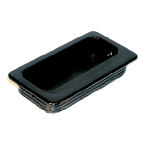 Black nylon recessed pull with contemporary rectangle shape from Hardware Concepts Inc.