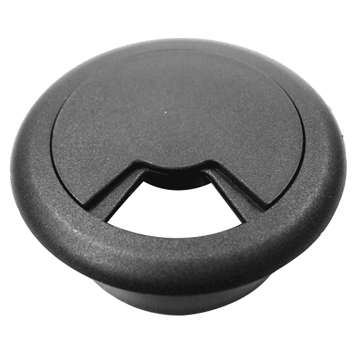 Black plastic 60mm wire grommet for cable management by Hardware Concepts Inc.