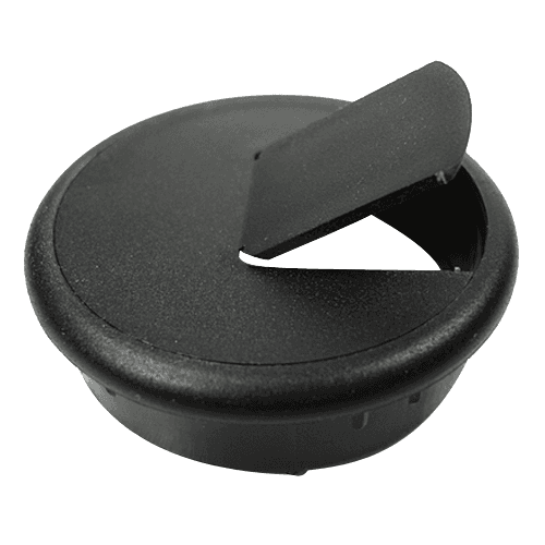 Black 2-Piece Cable Grommet with Pivot Hole for Wires