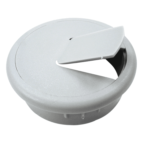 2" bore hole diameter overlapping trim edge cable grommet in gray