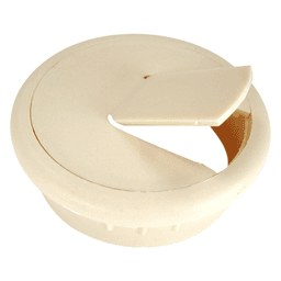 Almond 2-piece cable grommet with pivot hinge hole for wire