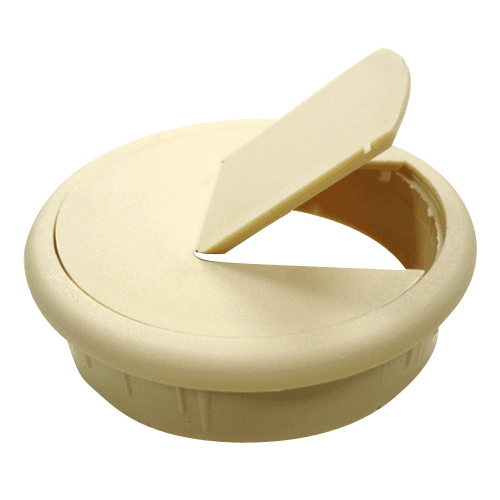 Almond 2-Piece Cable Grommet with Pivot Hinge Hole for Wire