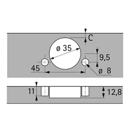 125° Opening Intermat Hinge Self-Closing, Overlay, Pressing-In Nickel-Plated (200/Box) Alt 1 - Image
