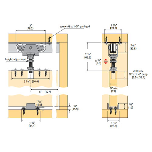 Top Line Grant 71-222 Single Door Hardware Set - Heavy Duty Aluminum I-Beam Track