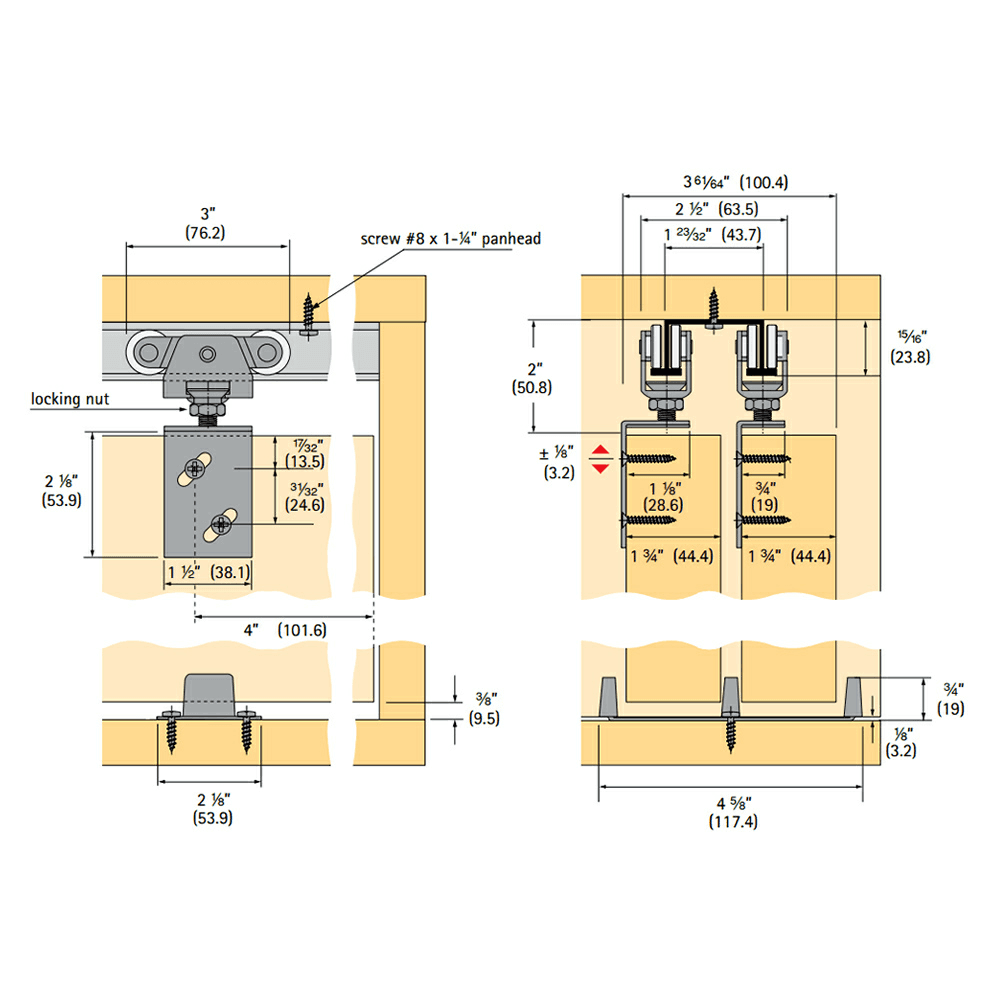 Top Line Grant 72-134 sliding door hardware set for commercial and residential use
