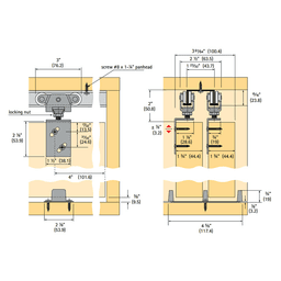 Top Line Grant 72-134 sliding door hardware set for commercial and residential use