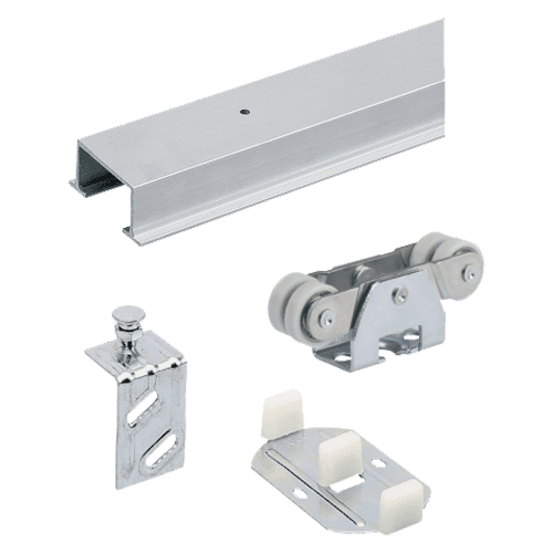 Hettich America Top Line Grant 72-138 6'' Sliding By-Pass Door Hardware Kit, Carrier and Apron Components