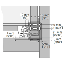 Hettich America Quadro V6 IW21 Rear Mounting Bracket - Metal Rear Mount Brackets and Plastic Connectors