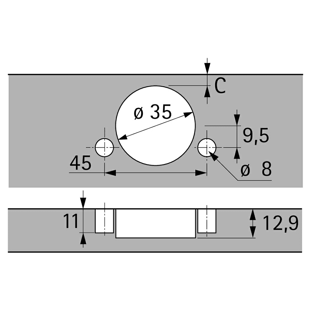 Sensys 110&#730; Opening Hinge with Integrated Silent System, 45mm Boring Pattern, Self-Closing, Inset, Nickel-Plated, Dowelled - Alt Image 1