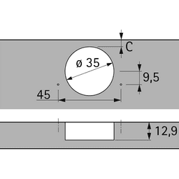 Sensys 8645 110&#730; Opening Face Frame Hinge, 45mm Boring Pattern, Self-Closing, Overlay, Fix Fast Assembly - Alt Image 1