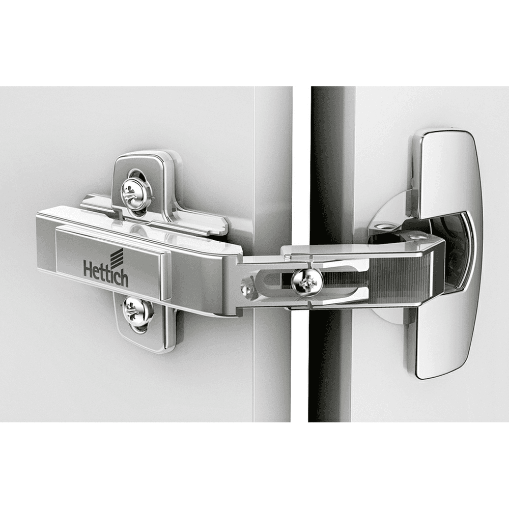 Intermat 50&#730;/65&#730; Opening Hinge, 45mm Bore Pattern, Overlay, Nickel-Plated, Dowelled - Main Image