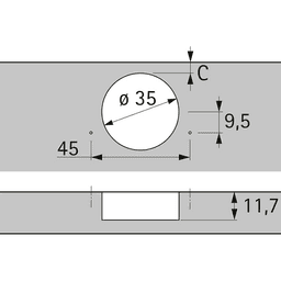Sensys 8657i 165° Opening Zero Protrusion Hinge, 45mm Bore Pattern, Soft-Closing, Half Overlay, Nickel-Plated, Expando - Alt Image 3