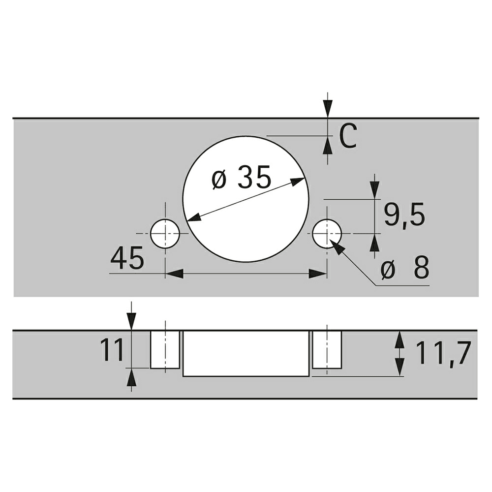 Sensys 165° Opening Wide-Angled Hinge with Zero Protrusion, 45mm Boring Pattern, Soft-Closing, Half Overlay, Nickel-Plated, Dowelled - Alt Image 3